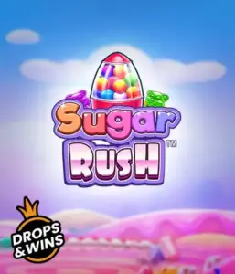 Experience the delightful world of Sugar Rush by Pragmatic Play, showcasing a bright candy dispenser against a dreamy background of candyland. This image portrays the fun and excitement of the slot, adorned with bright candies and charming typography. Perfect for those with a sweet tooth, promising endless entertainment. 